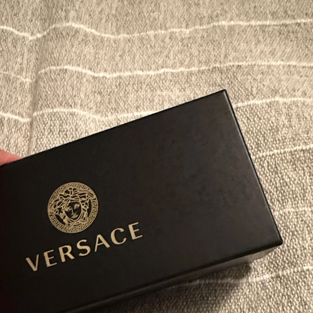Versace Black Sunglasses box with new Versace, cleaning cloth and instructions